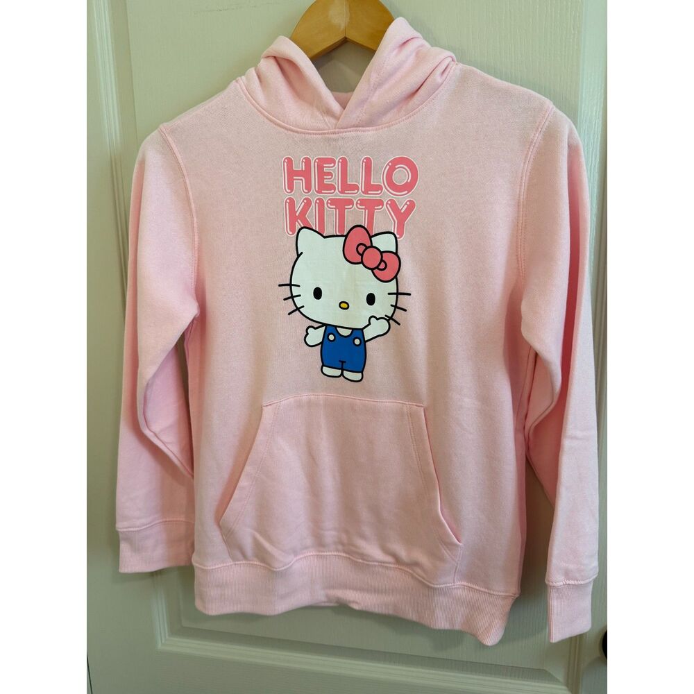 Hello Kitty Sanrio Girls Hooded Sweatshirt Pink Size L 10-12 –Graphic Pullover